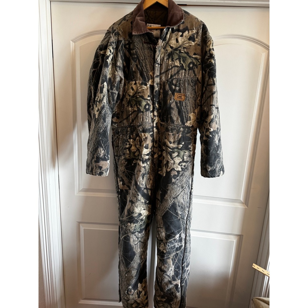 Vintage Duxbak Insulated Camo Coveralls Mossy Oak Break-Up Mens L Hunting USA